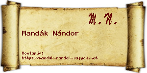 Mandák Nándor névjegykártya