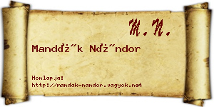 Mandák Nándor névjegykártya